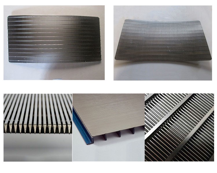 Tilted wire welded wedge wire sieve bend